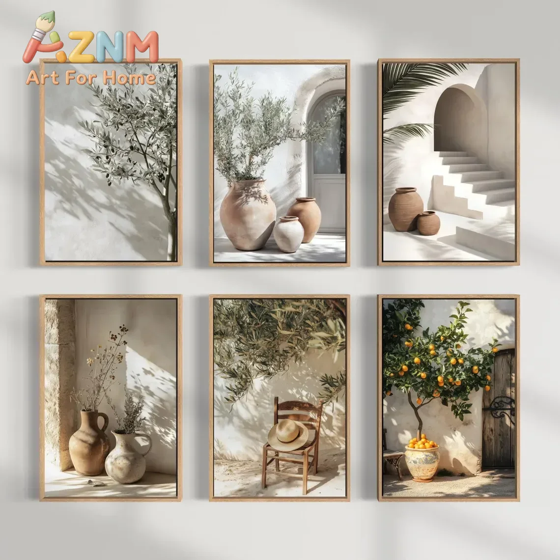 Terracotta Pot - AZNM Mediterranean Neutral Canvas Wall Art,