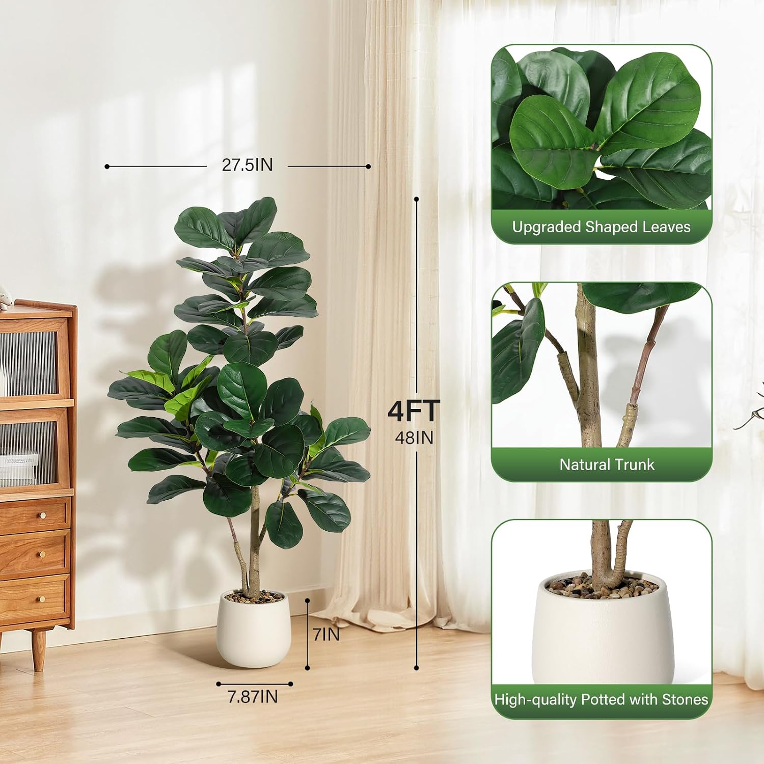 4 ft Fiddle Leaf Fig Tree Arti - огляд і ціна Fiddle Leaf Fig